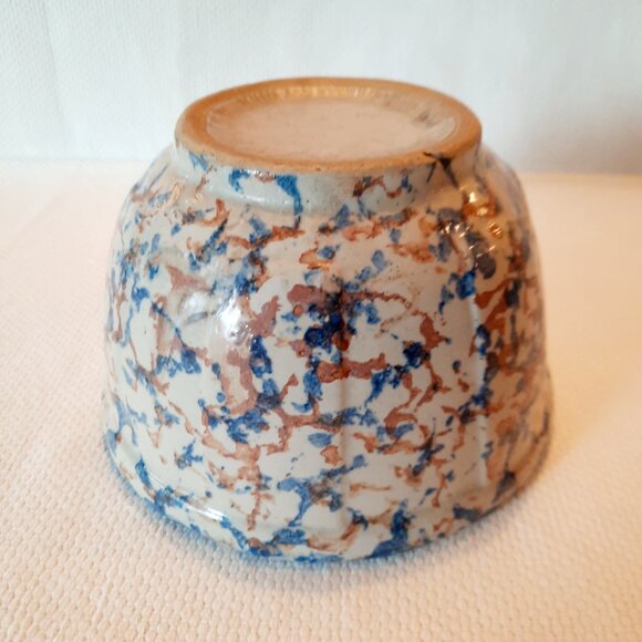 Iconic Spongeware Bowl in Mottled Blue and Brown, 7 1/2" W, 4 1/2" T - Picture 3 of 4